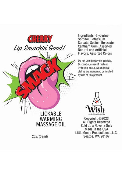 Smack Lickable Warming Massage Oil 2oz - Cherry