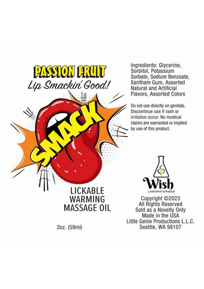 Smack Lickable Warming Massage Oil 2oz - Passion Fruit