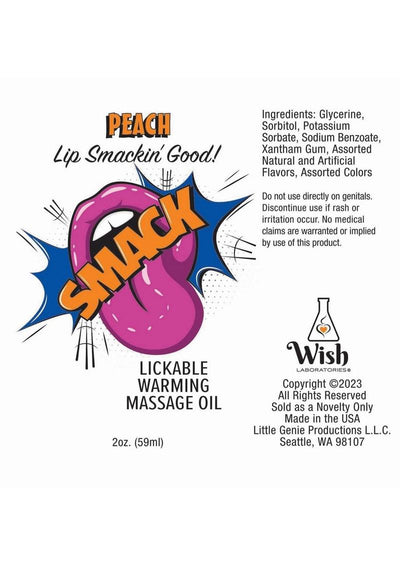 Smack Lickable Warming Massage Oil 2oz - Peach