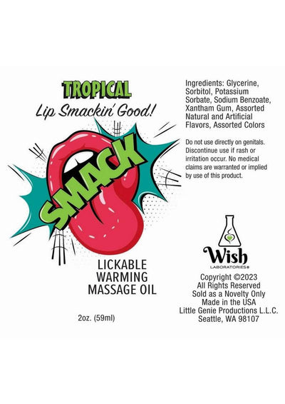 Smack Lickable Warming Massage Oil 2oz - Tropical